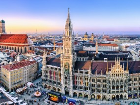 Panorama Mnchen Innenstadt im Abendlicht